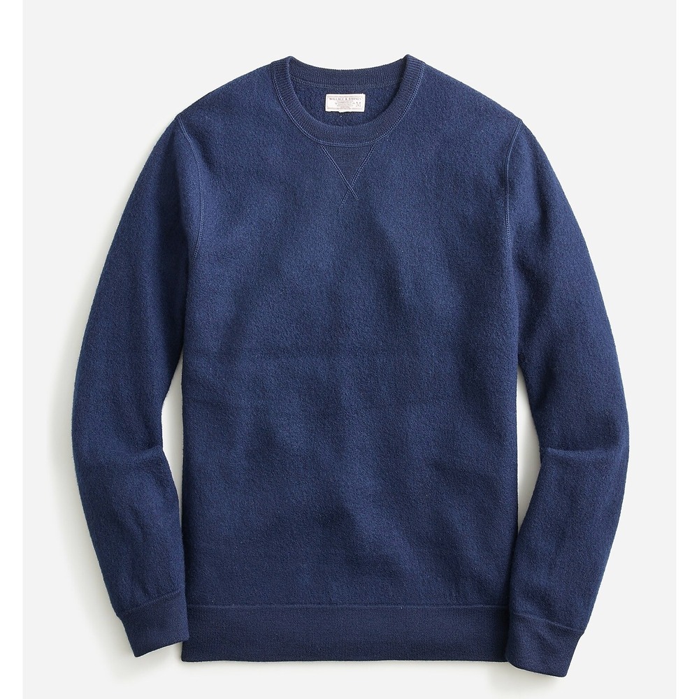 J. CREW Wallace & Barnes Boiled Wool‎ Crewneck Sweatshirt in Navy Men XS NWOT